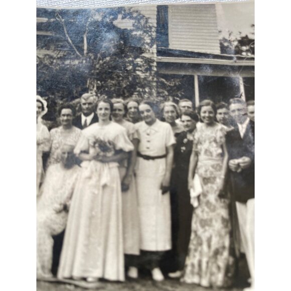 Vintage Black & White Wedding Photograph Large Family 1920s - Picture 9 of 15